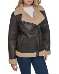 Levi's - Faux Shearling Lined Faux Leather Moto Jacket - Lyst