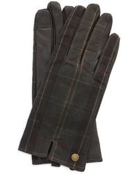 Barbour - Tartan Waxed Canvas & Leather Gloves - Lyst