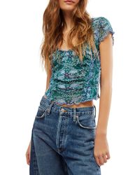 Free People - Oh My Baby Crop Mesh T-shirt - Lyst