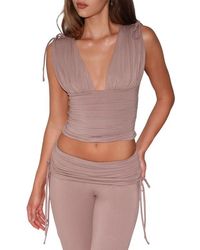 Tiger Mist - Halona Ruched Plunge Top - Lyst