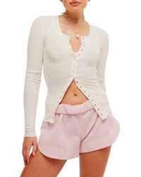 Free People - Going Places Pointelle Stitch Snap Front Top - Lyst