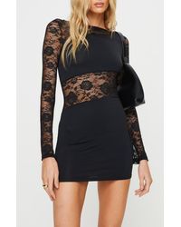 Princess Polly - Covington Lace Panel Long Sleeve Minidress - Lyst