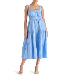Steve Madden - Alissa Tiered Cotton Gauze Midi Sundress - Lyst