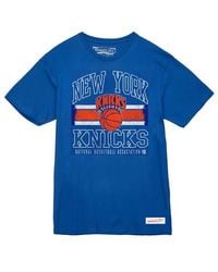 Mitchell & Ness - Royal New York Knicks Striped Logo Lockup Premium T-Shirt - Lyst