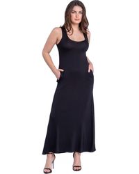 24seven Comfort Apparel - Scoop Neck Sleeveless Maxi Dress With Pockets - Lyst