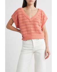 Cleobella - Cece Short Sleeve Open Knit Organic Cotton Sweater - Lyst