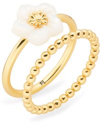 Madewell - Set Of 2 Mother-of-pearl Floral Stacking Rings - Lyst