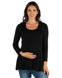 24seven Comfort Apparel - Maternity Long Sleeve Swing Style Flared Tunic Top - Lyst