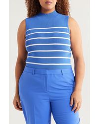 Tahari - Stripe Sleeveless Mock Neck Sweater - Lyst