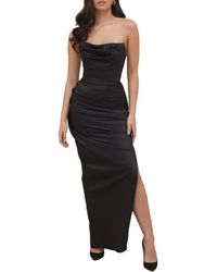 House Of Cb - Adrienne Satin Strapless Gown - Lyst