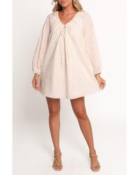 Petal & Pup - Walker Woodcut Print Long Sleeve Cotton & Linen Minidress - Lyst