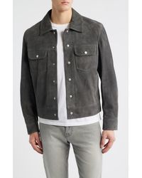 FRAME - Suede Trucker Jacket - Lyst