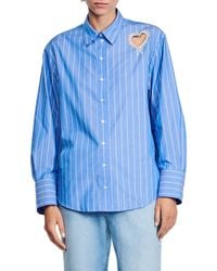 Sandro - Lovely Heart Cutout Stripe Button-up Shirt - Lyst