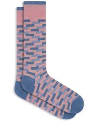 Bugatchi - Geo Pattern Mercerized Cotton Blend Dress Socks - Lyst