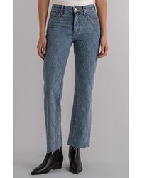 Kut From The Kloth - Kelsey Fab Ab Diamond Print Raw Hem Ankle Flare Jeans - Lyst