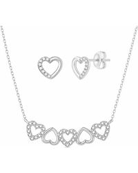 Donatello Gian - Crystal Pavé Heart Necklace & Stud Earring Set - Lyst