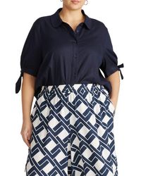 UNIVERSAL STANDARD - Luisa Linen Blend Button-Up Shirt - Lyst