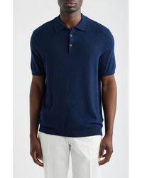 Scott Barber - Solid Bouclé Polo - Lyst
