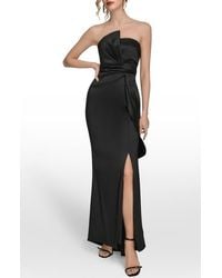 Donna Karan - Asymmetric Strapless Satin Gown - Lyst