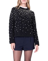 English Factory - Imitation Pearl Cable Sweater - Lyst