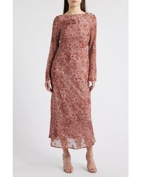Rare London - Cowl Back Long Sleeve Maxi Dress - Lyst