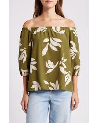 Loveappella - Floral Print Off The Shoulder Top - Lyst