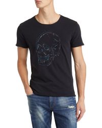 John Varvatos - Embroidered Skull Raw Edge T-shirt - Lyst