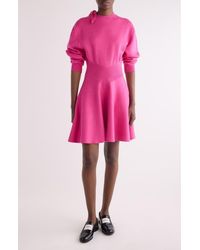 Givenchy - Long Sleeve Bow Wool & Cotton Blend Sweater Dress - Lyst