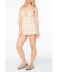 Roxy - The Breakers Check Romper - Lyst