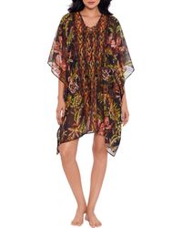 Miraclesuit - Botanico Mixed Print Metallic Stripe Cover-Up Caftan - Lyst