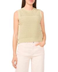 Halogen® - Open Stitch Sleeveless Cotton Side Button Sweater - Lyst