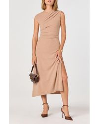 Astr - Drape Sleeveless Midi Dress - Lyst