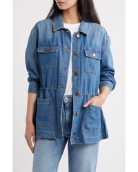 PAIGE - Clarke Cotton Blend Denim Button Front Jacket - Lyst