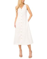 Cece - Sleeveless Cotton Eyelet Midi Dress - Lyst
