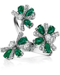 Hueb - Botanica Emerald & Diamond Open Ring - Lyst