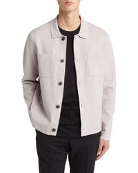 Reiss - Forester Knit Button-up Shirt Jacket - Lyst