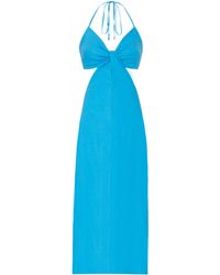 MILLY - Oda Cutout Linen Blend Halter Maxi Dress - Lyst