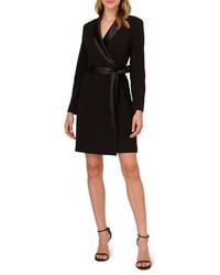 Adrianna Papell - Tux Long Sleeve Crepe Faux Wrap Dress - Lyst