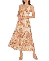Dress the Population - Sierra Floral Sequin Midi Cocktail Dress - Lyst