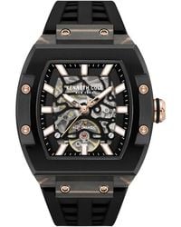 Kenneth Cole - Skeleton Tonneau Automatic Silicone Strap Watch, 41.5Mm X 53.5Mm - Lyst