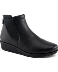 Spring Step - Leather Side Zip Platform Booties - Lyst