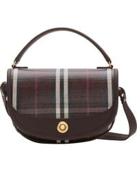 Burberry - Highlands Check Coated Canvas & Leather Top Handle Bag - Lyst