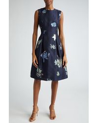 Lela Rose - Betsy Metallic Floral & Gingham Jacquard Dress - Lyst