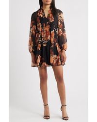 Julia Jordan - Floral Long Sleeve Drop Waist Minidress - Lyst