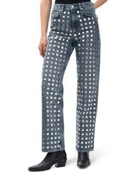 Rag & Bone - Shea Rhinestone Straight Leg Jeans - Lyst