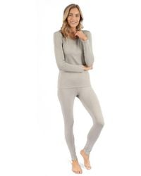 Leveret - Two-Piece Thermal Long Sleeve Solid Pajamas - Lyst