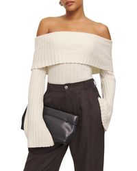 Reformation - Lana Foldover Off The Shoulder Recycled Cashmere & Wool Blend Sweater - Lyst