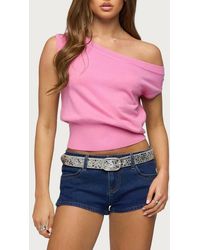 Edikted - Michaela One-Shoulder Crop Knit Top - Lyst