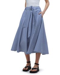 Madewell - Stripe Flare Poplin Midi Skirt - Lyst