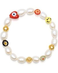 Nialaya - Smiley Face Pearl Bracelet - Lyst